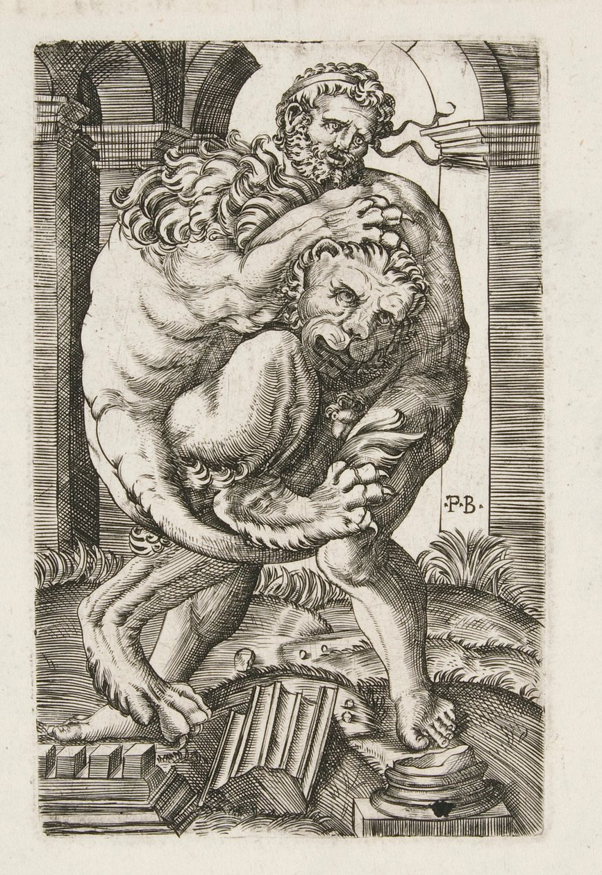Hercules en de Nemeïsche Leeuw door Monogrammist B
