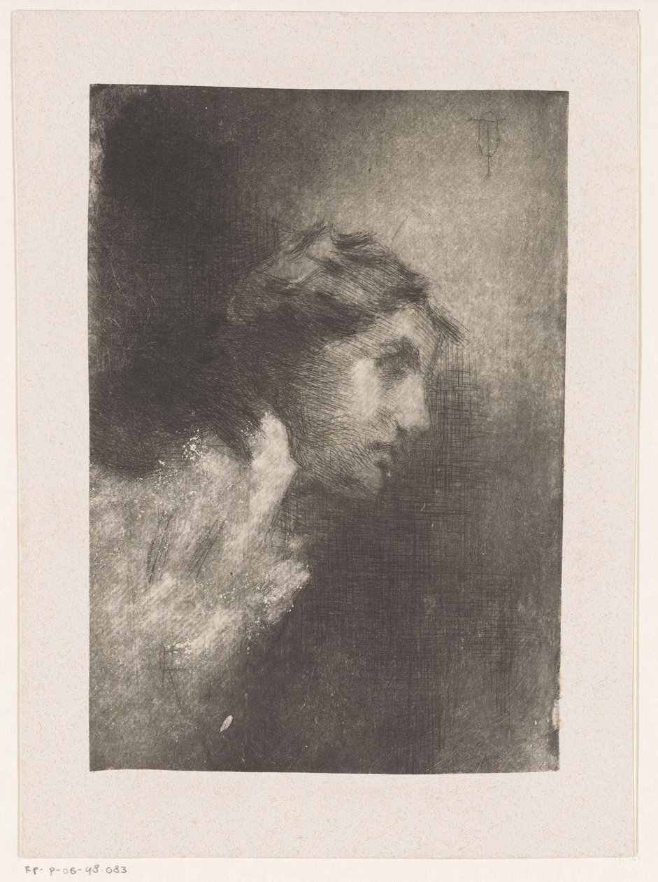 Hoofd van een vrouw door Monogrammist CR (Spanje)