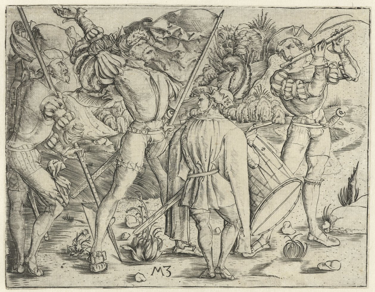 De vier soldaten door Monogrammist MZ