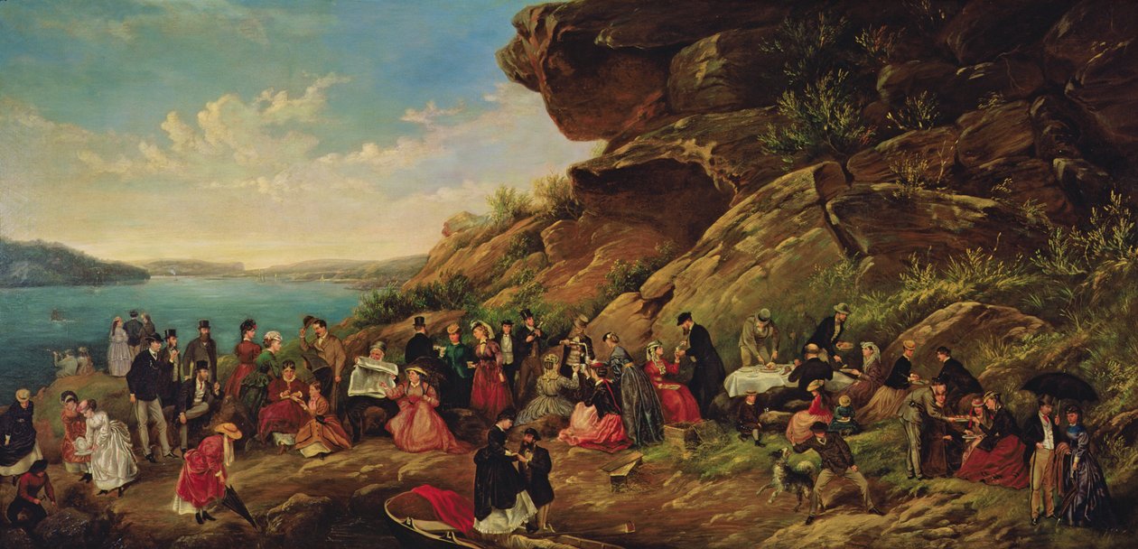 Picknick op Clark Island, 1870 door Montague Scott
