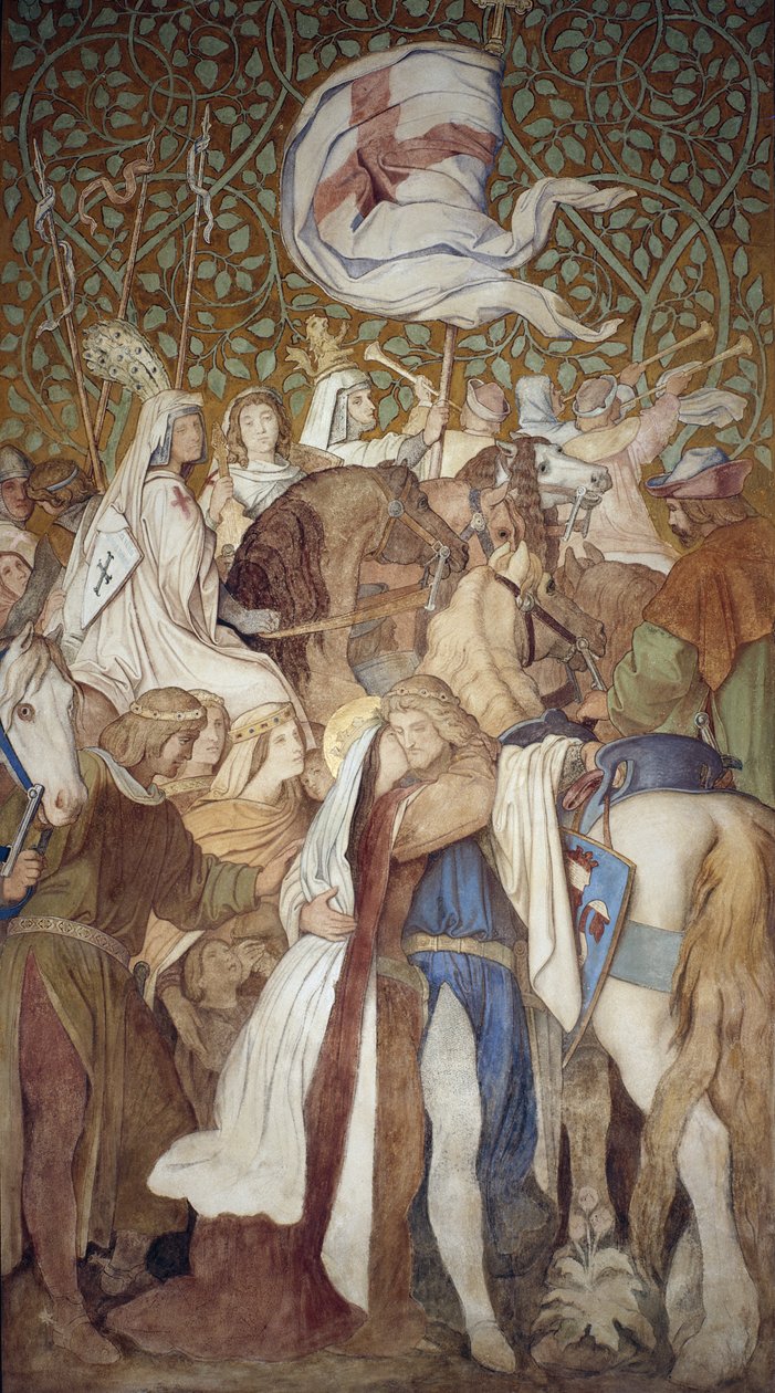 Fresco, Elisabeth-Galerie, Wartburg Kasteel, c.1845-55 door Moritz Ludwig von Schwind
