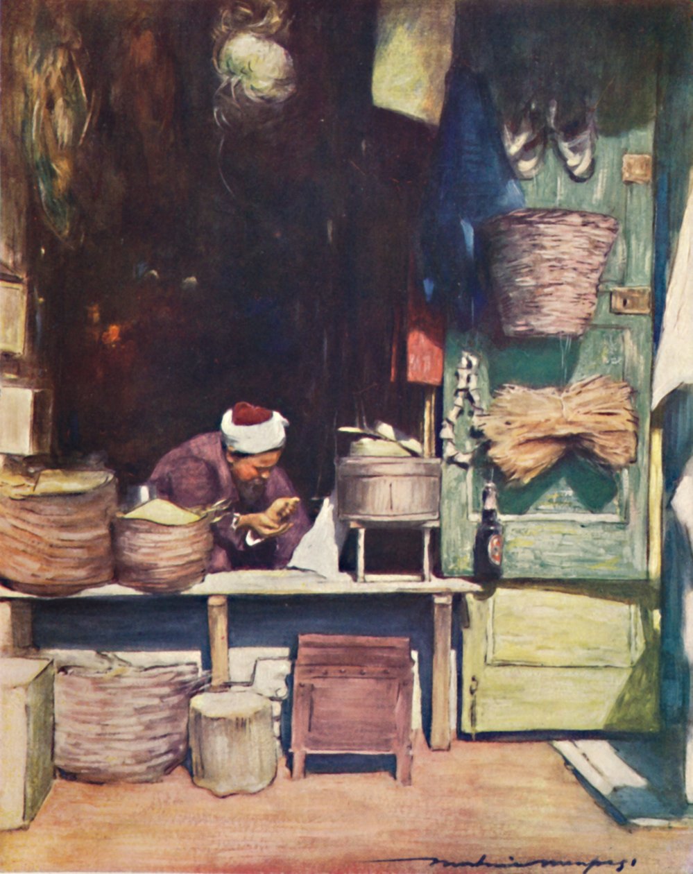 Een Zaadkraam, Delhi door Mortimer L Menpes