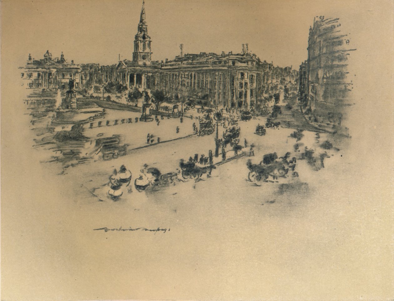 Trafalgar Square door Mortimer L Menpes