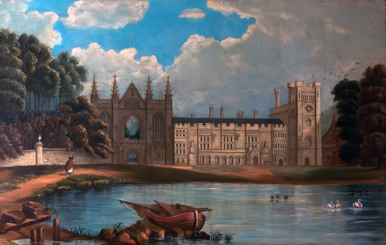 Westelijk uitzicht op Newstead Abbey, Nottinghamshire, 1820-34 door Moses after Webster