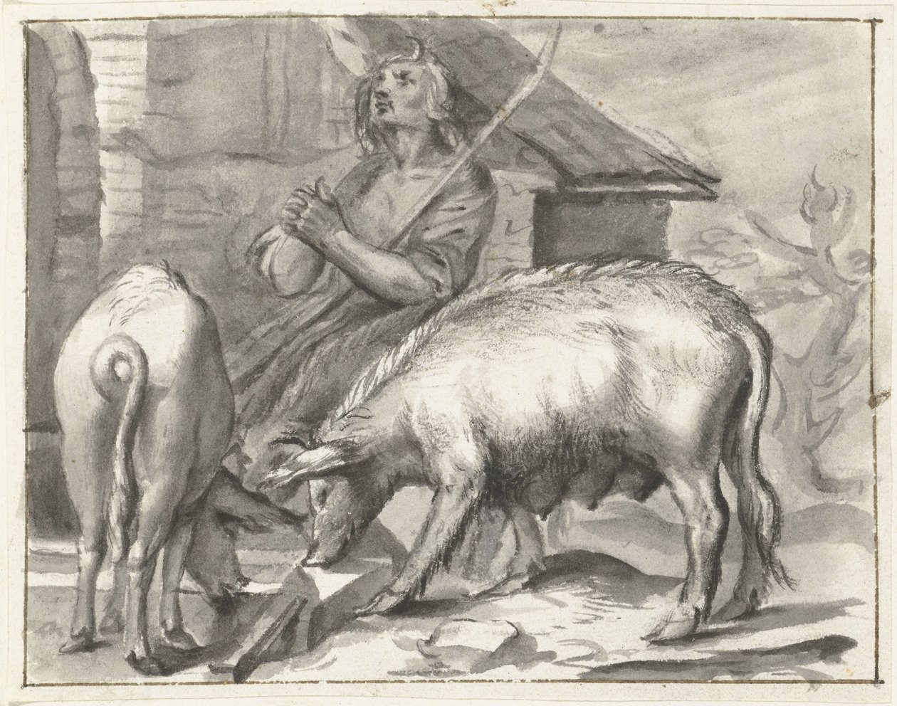 Boerenerf met gevogelte door Moses Ter Borch