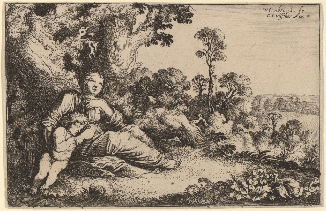 Hagar in de woestijn door Moyses van Uyttenbroeck