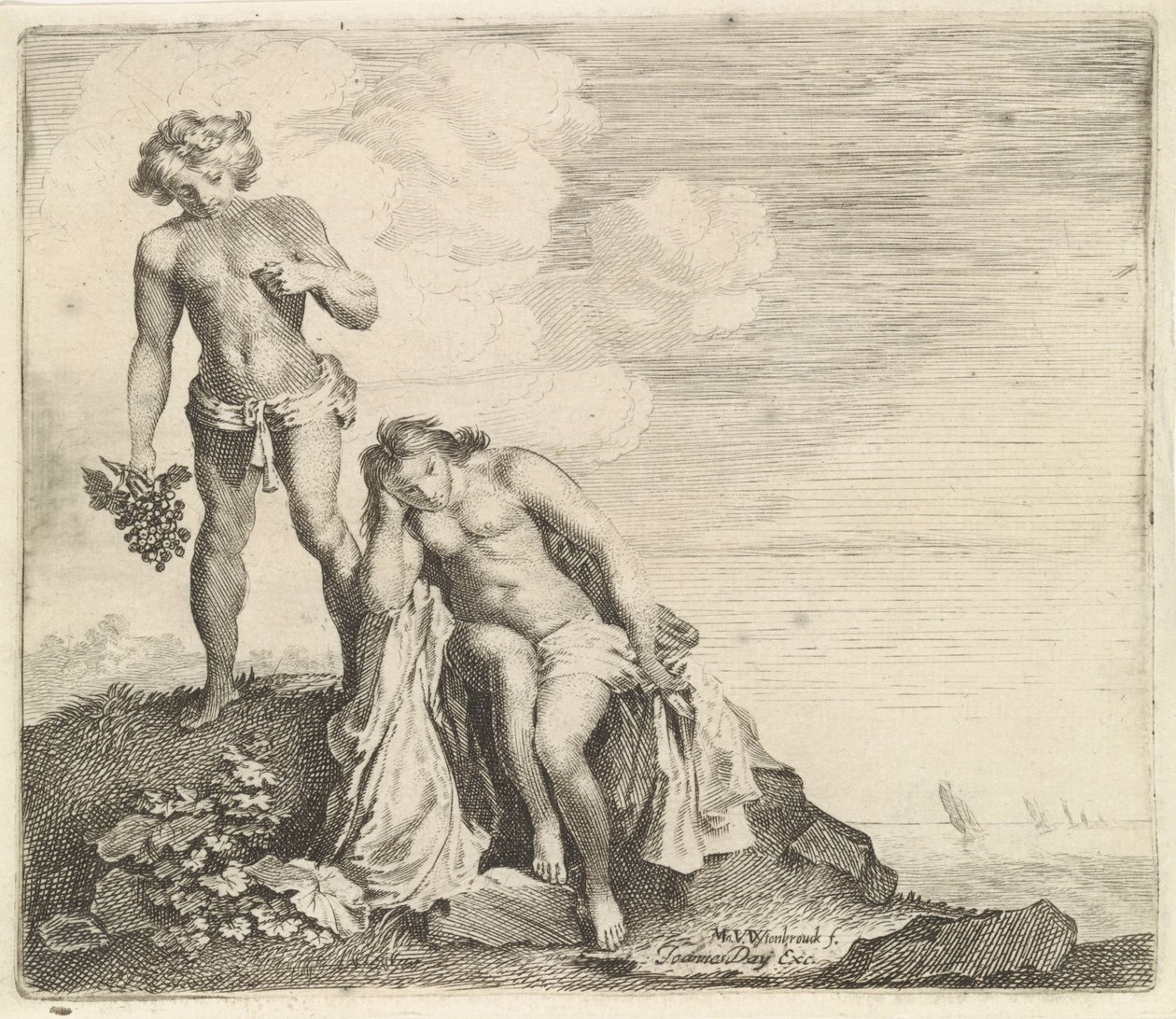 Bacchus vindt Ariadne op Naxos door Moyses van Wtenbrouck