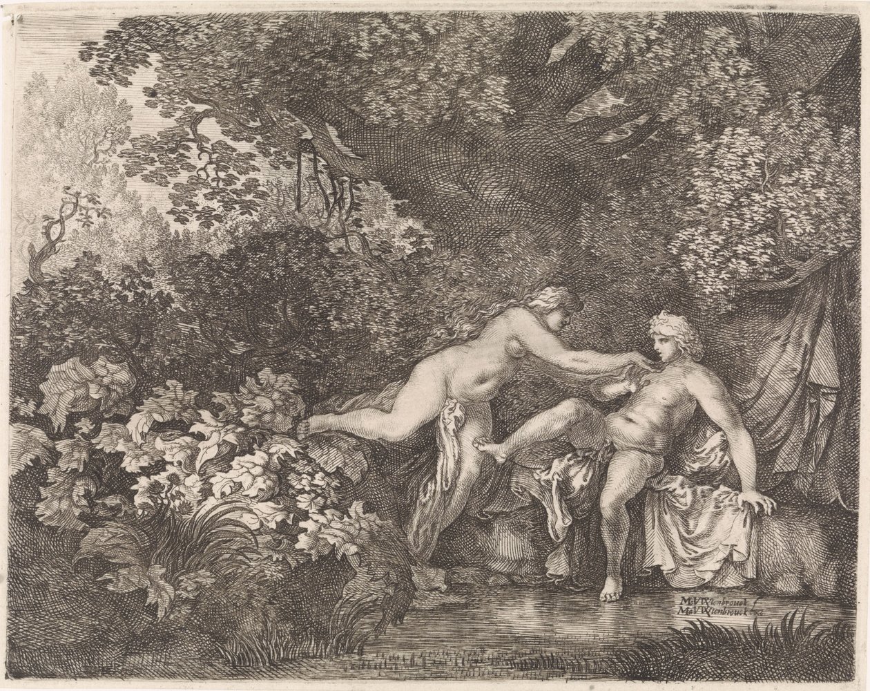 Salmacis en Hermaphroditus door Moyses van Wtenbrouck