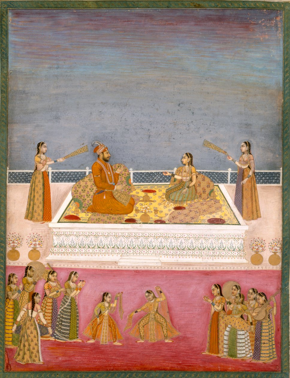 De jonge Mughal Keizer Muhammad Shah bij een nautch uitvoering door Mughal School