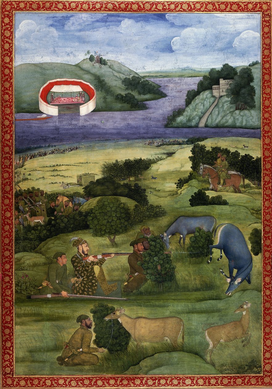 Een prins en metgezellen die op zwartwild jagen, c.1670-80 door Mughal School