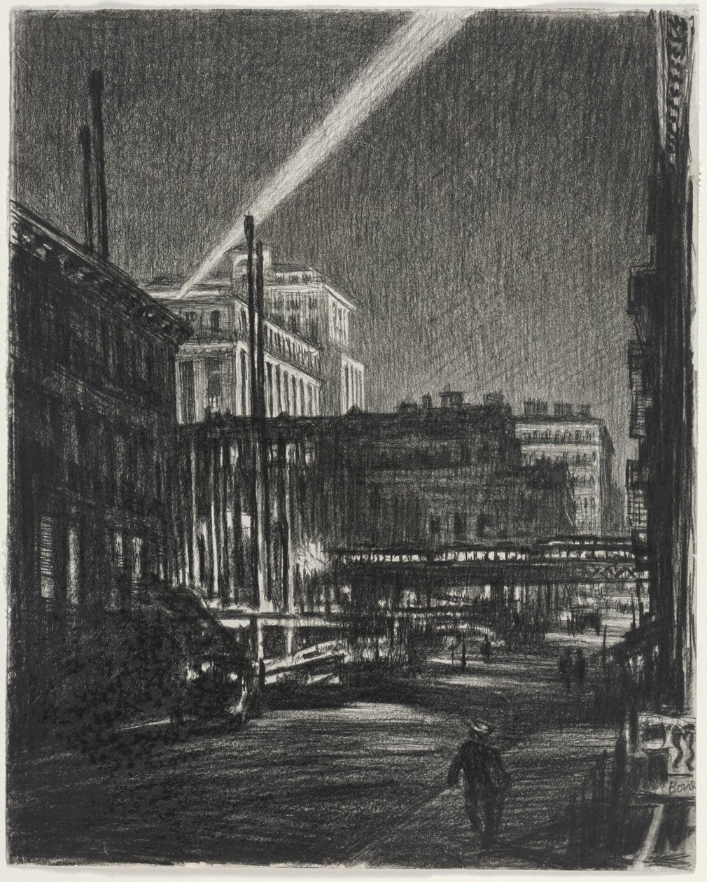 Nacht van New York (recto) door Muirhead Bone