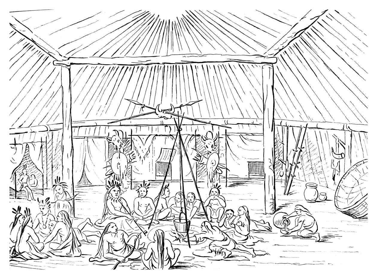 Interieur van een Tipi, 1841 door Myers and Co