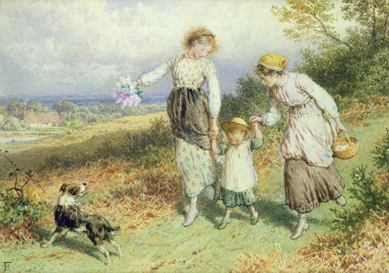 Terugkeer uit het dorp, 19e eeuw door Myles Birket Foster