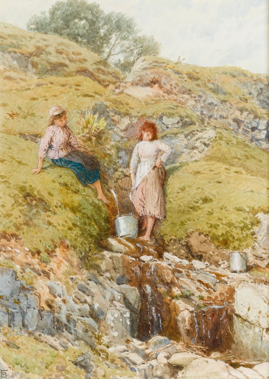 Een Schotse beek door Myles Birket Foster