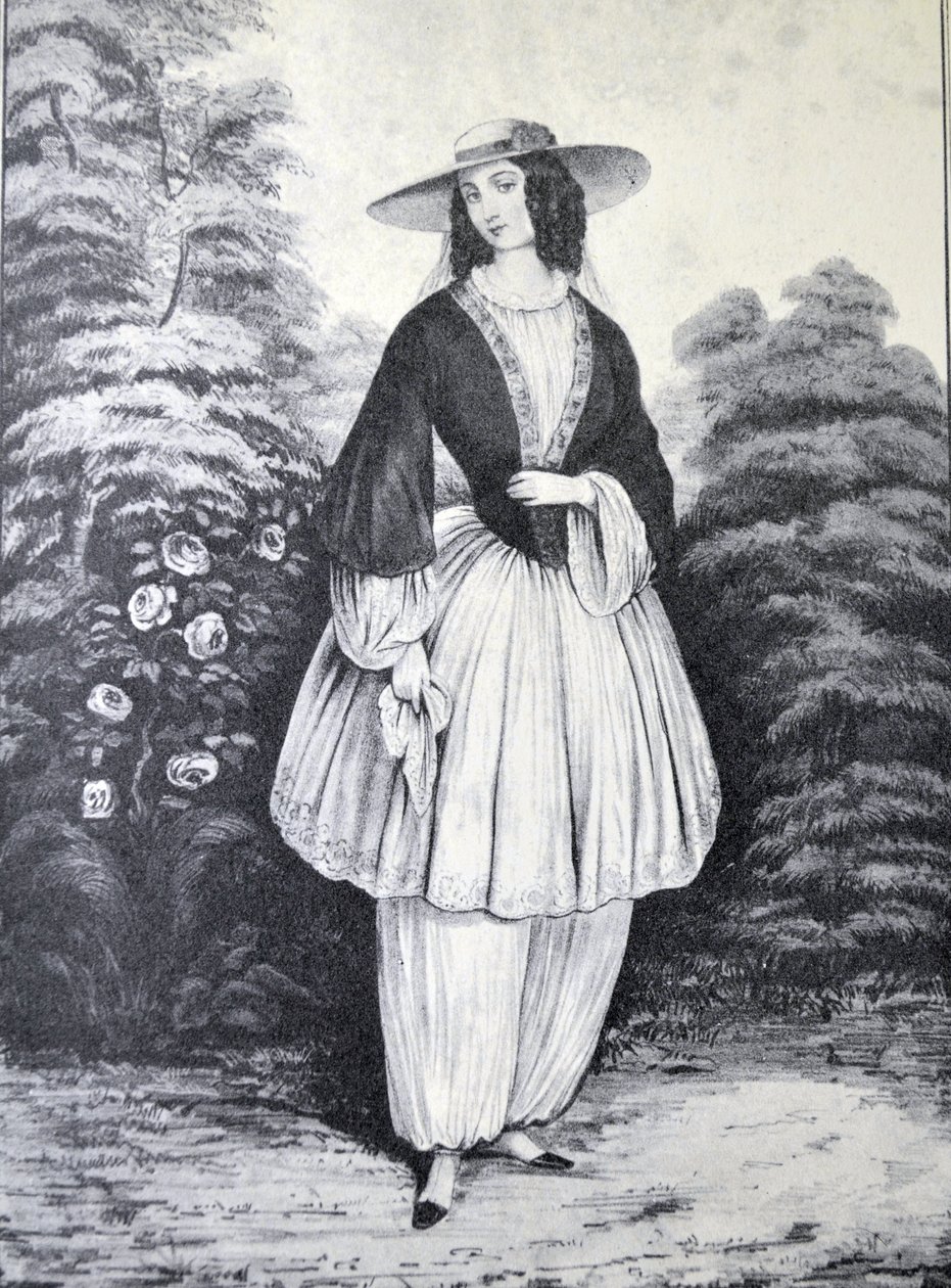 Illustratie van Currier & Ives 19e Eeuw. Het Bloomer Kostuum door N. and Ives, J.M. Currier