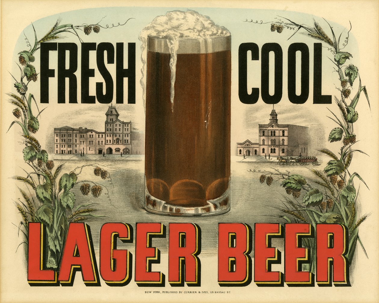 Vers Koel Lagerbier door N. and Ives, J.M. Currier