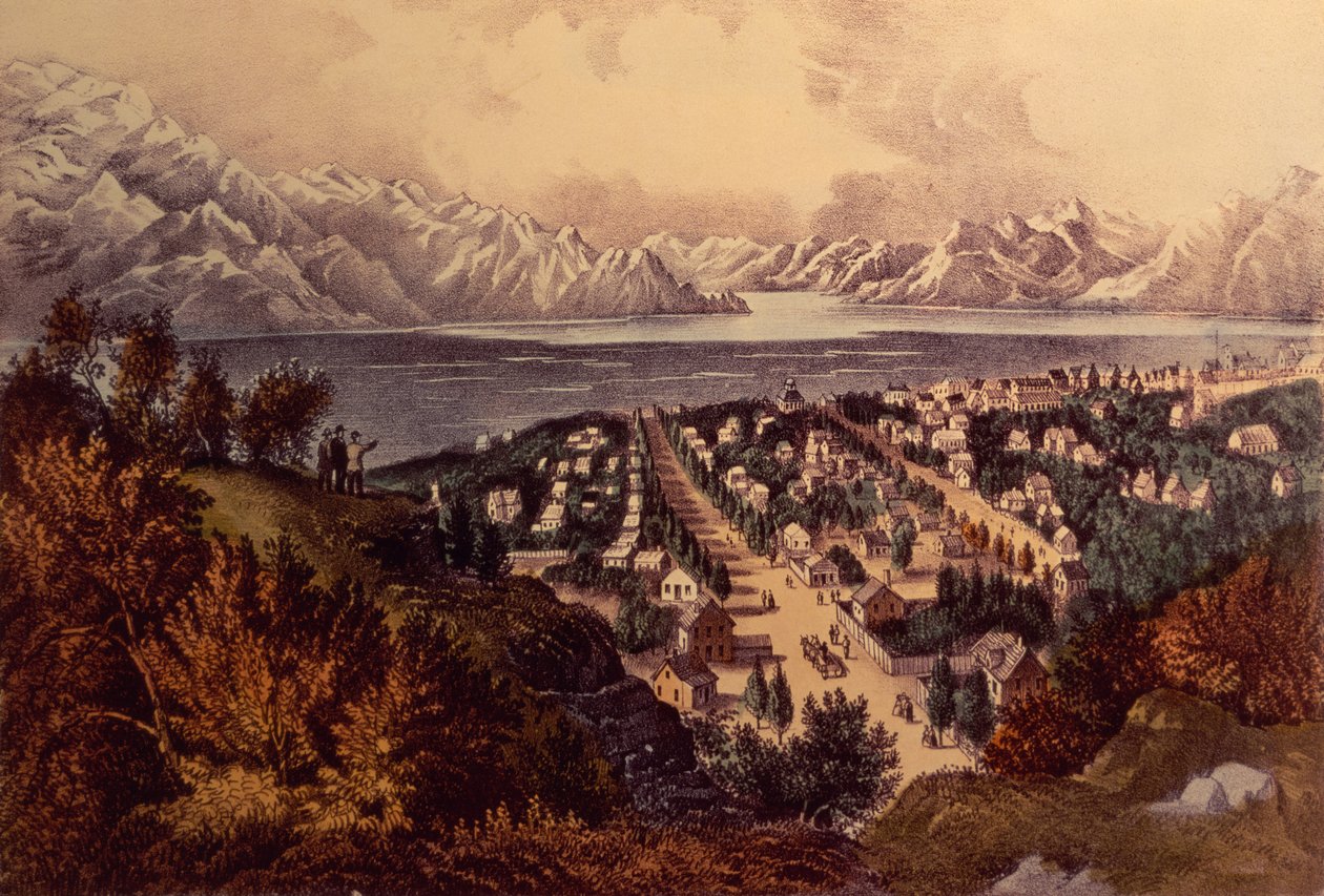 Grote Zoutmeer, Utah door N. and Ives, J.M. Currier