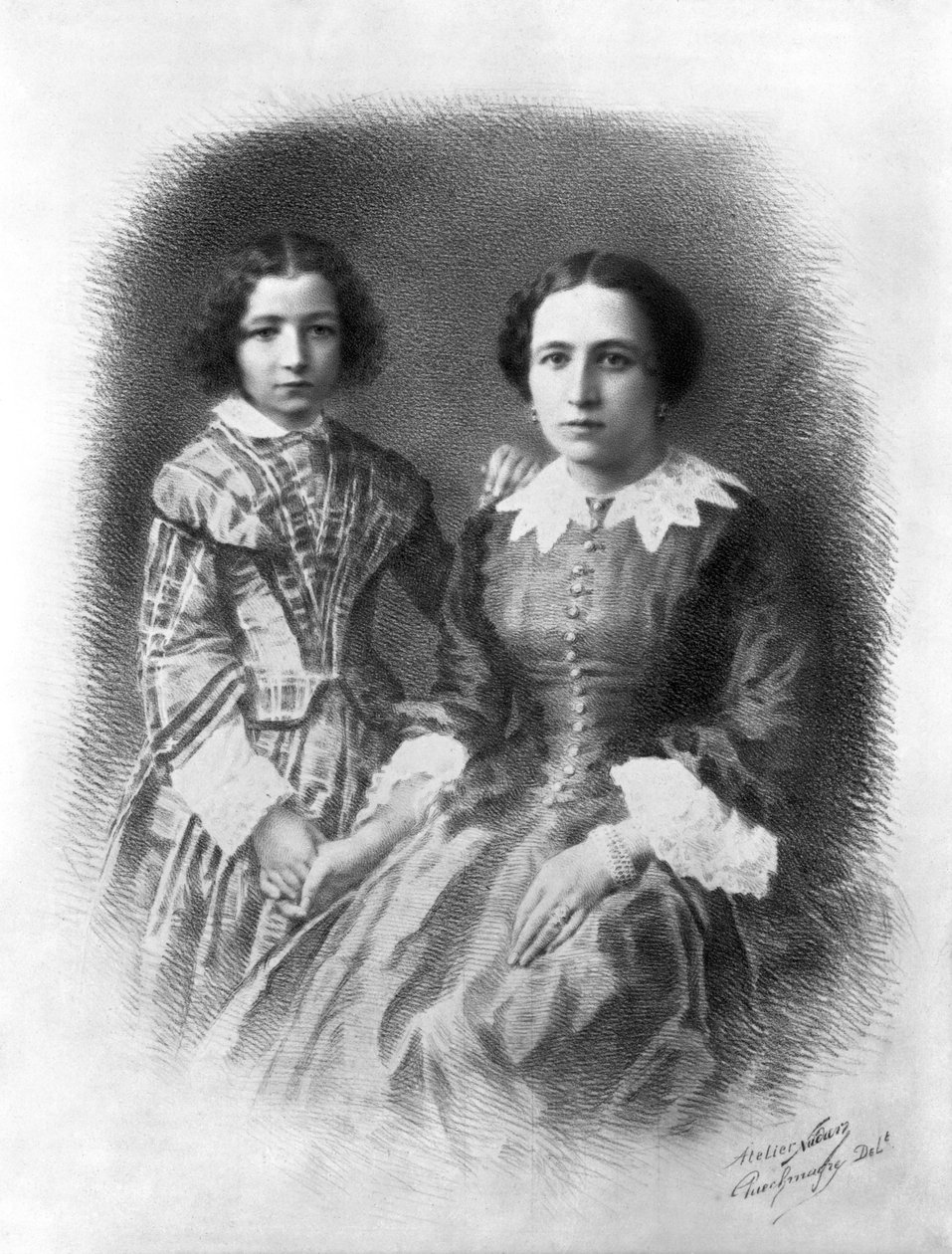 Sarah Bernhardt en haar moeder (1844-1923) door Nadar