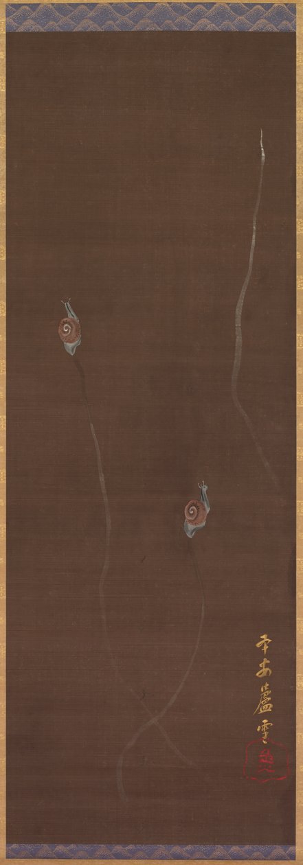 Slakken op een Muur, 1700s door Nagasawa Rosetsu
