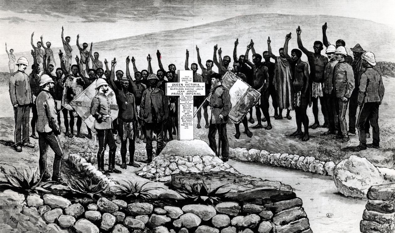 Monument voor de Prins Imperial in Zululand, illustratie uit The Graphic magazine door Nash