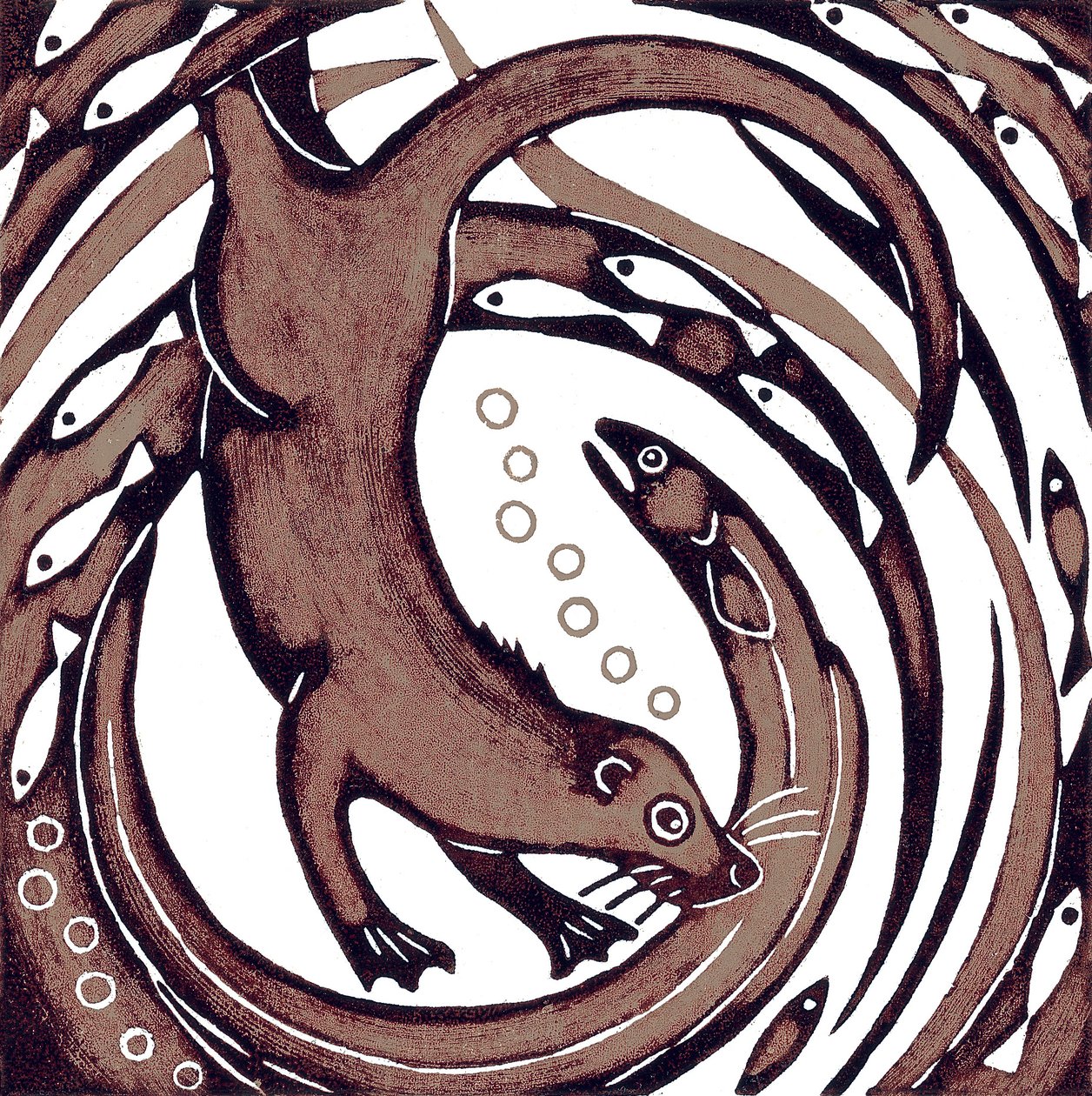 Otter met paling, 2010 door Nat Morley