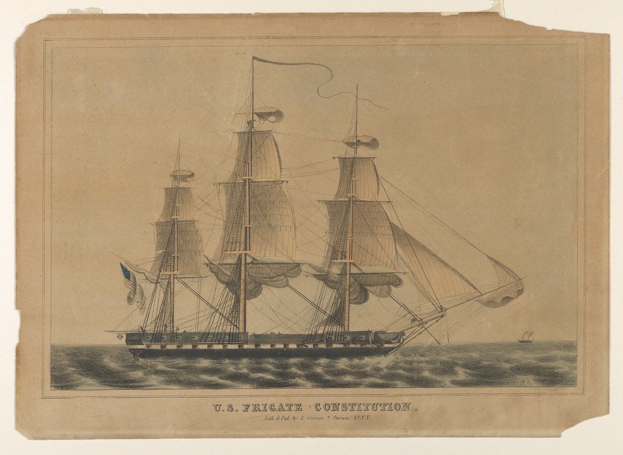 U.S. Fregat Constitution door Nathaniel Currier