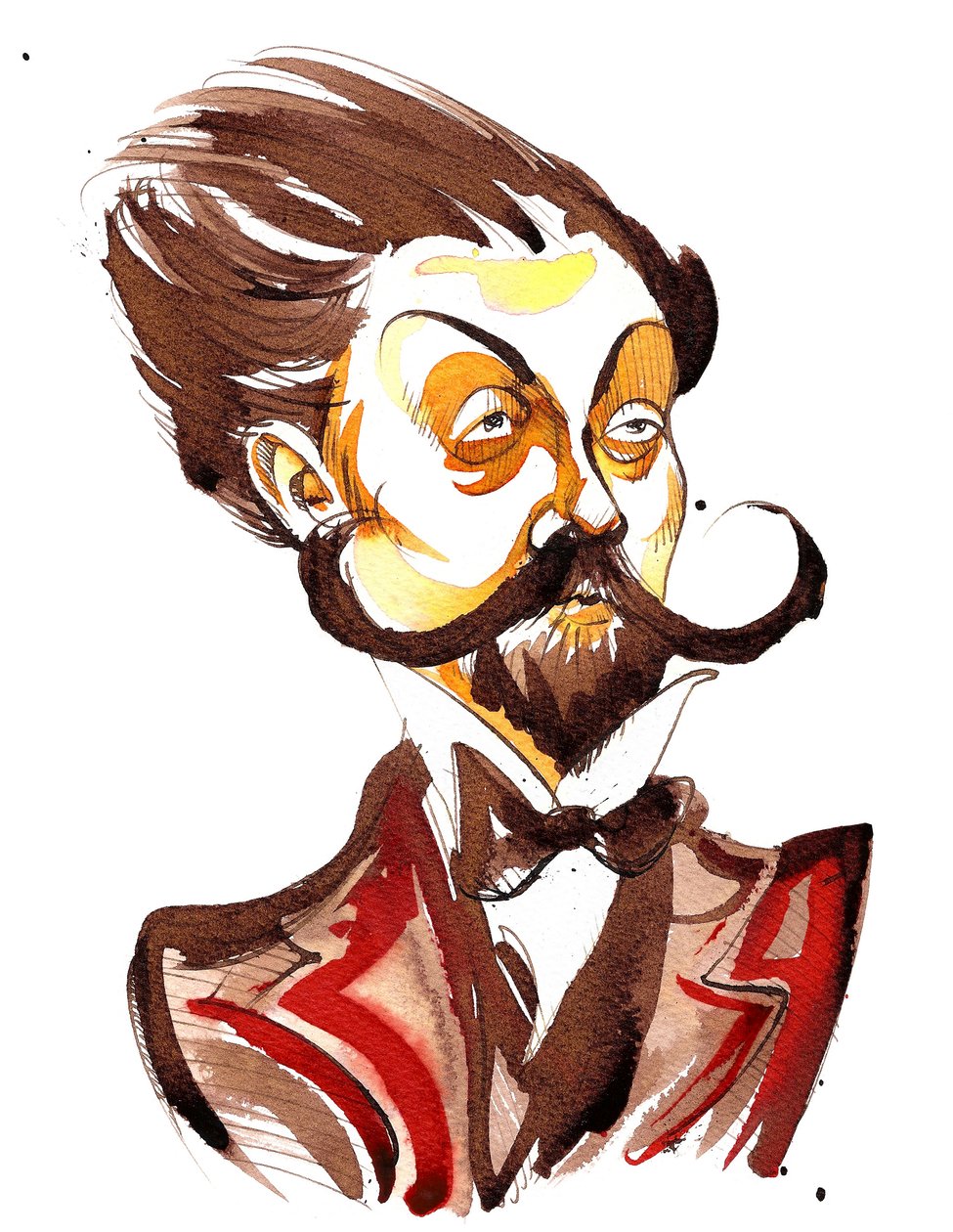 Alexander Scriabin (Russische componist, 1872-1915) kleurenkarikatuur door Neale Osborne