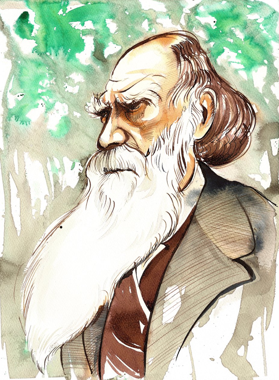 Charles Darwin (Engelse natuuronderzoeker en schrijver, 1809-82) portret door Neale Osborne