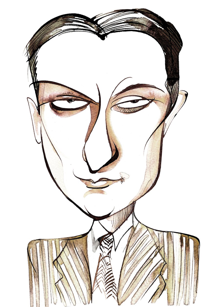 Dinu Lipatti, Roemeense pianist en componist, (1917 - 1950), karikatuur door Neale Osborne