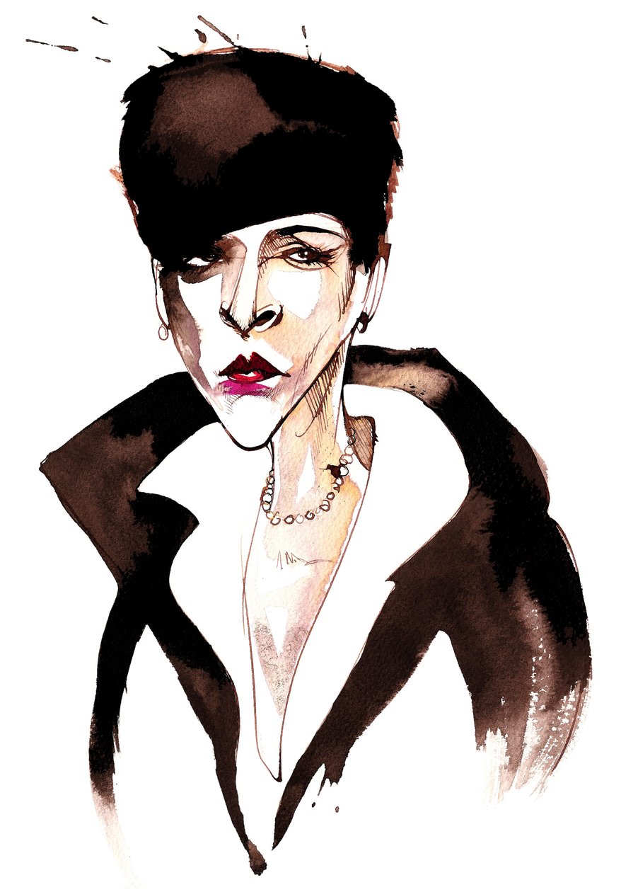 Djuna Barnes, invloedrijke modernistische Amerikaanse schrijver en kunstenaar; karikatuur door Neale Osborne