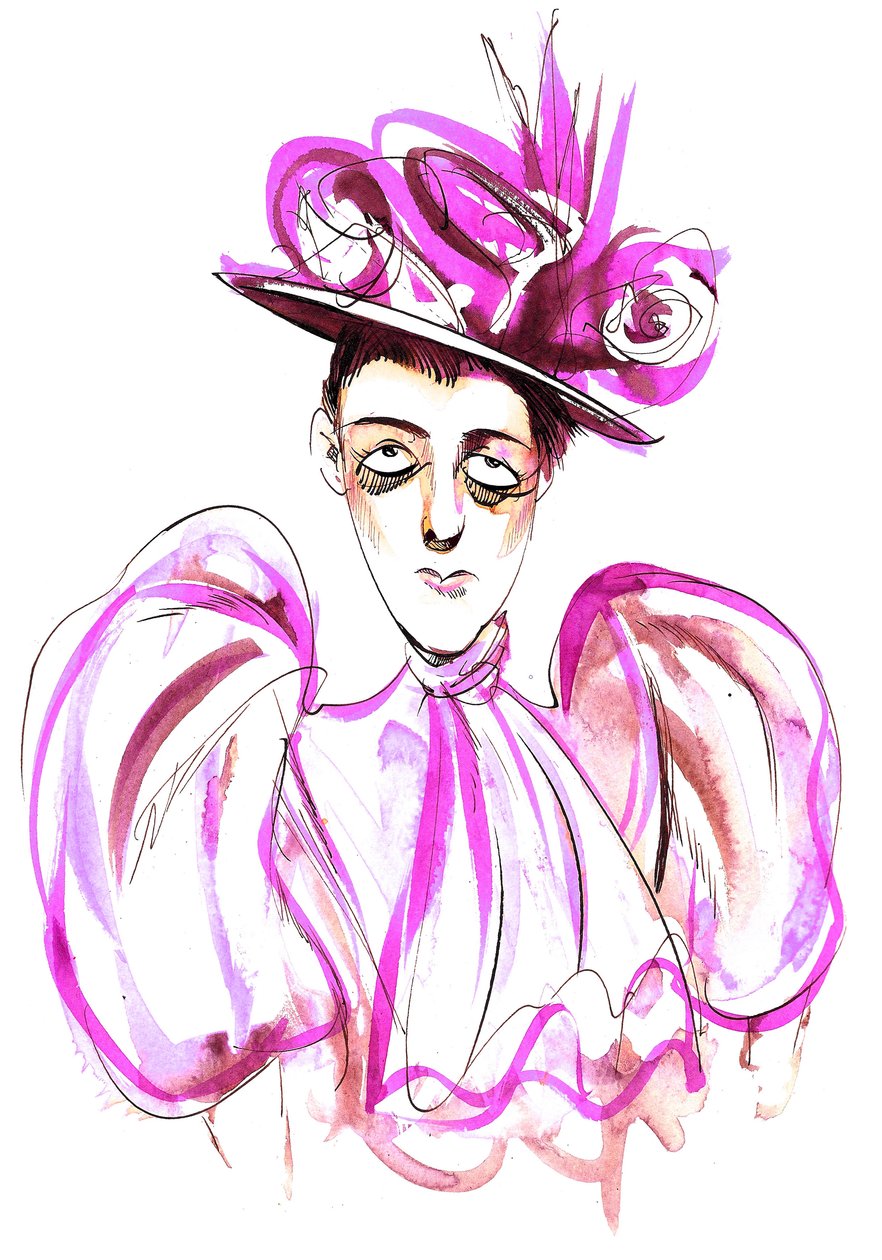 Edith Wharton - kleurenkarikatuur van Amerikaanse romanschrijver en kortverhaalschrijver (1861-1937) door Neale Osborne
