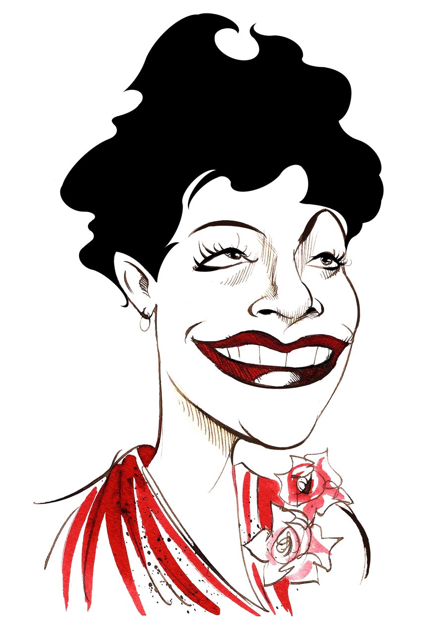 Ella Fitzgerald, Amerikaanse jazz zangeres, (1917 - 1996) karikatuur door Neale Osborne