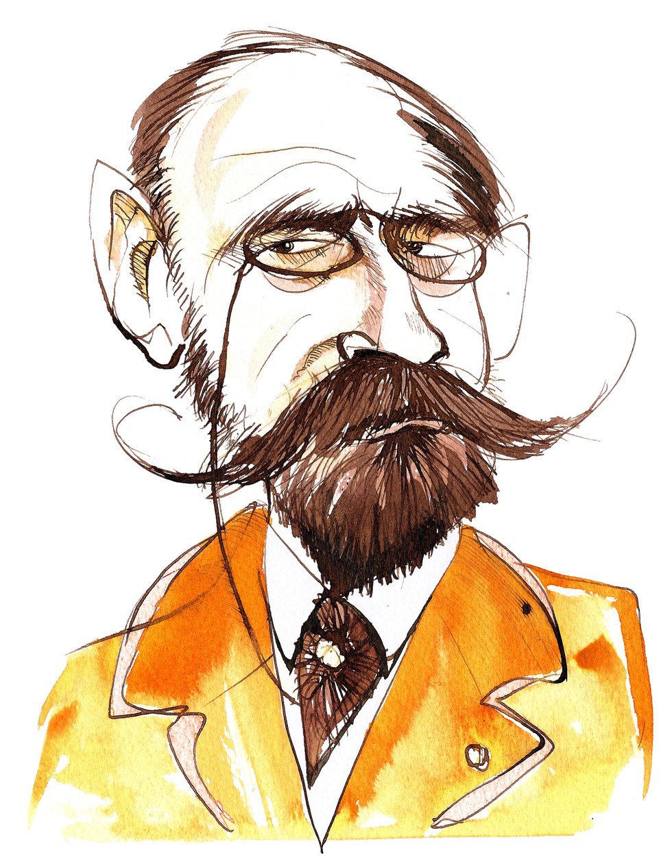 Emile Zola (Franse romanschrijver, 1840-1902); karikatuur door Neale Osborne