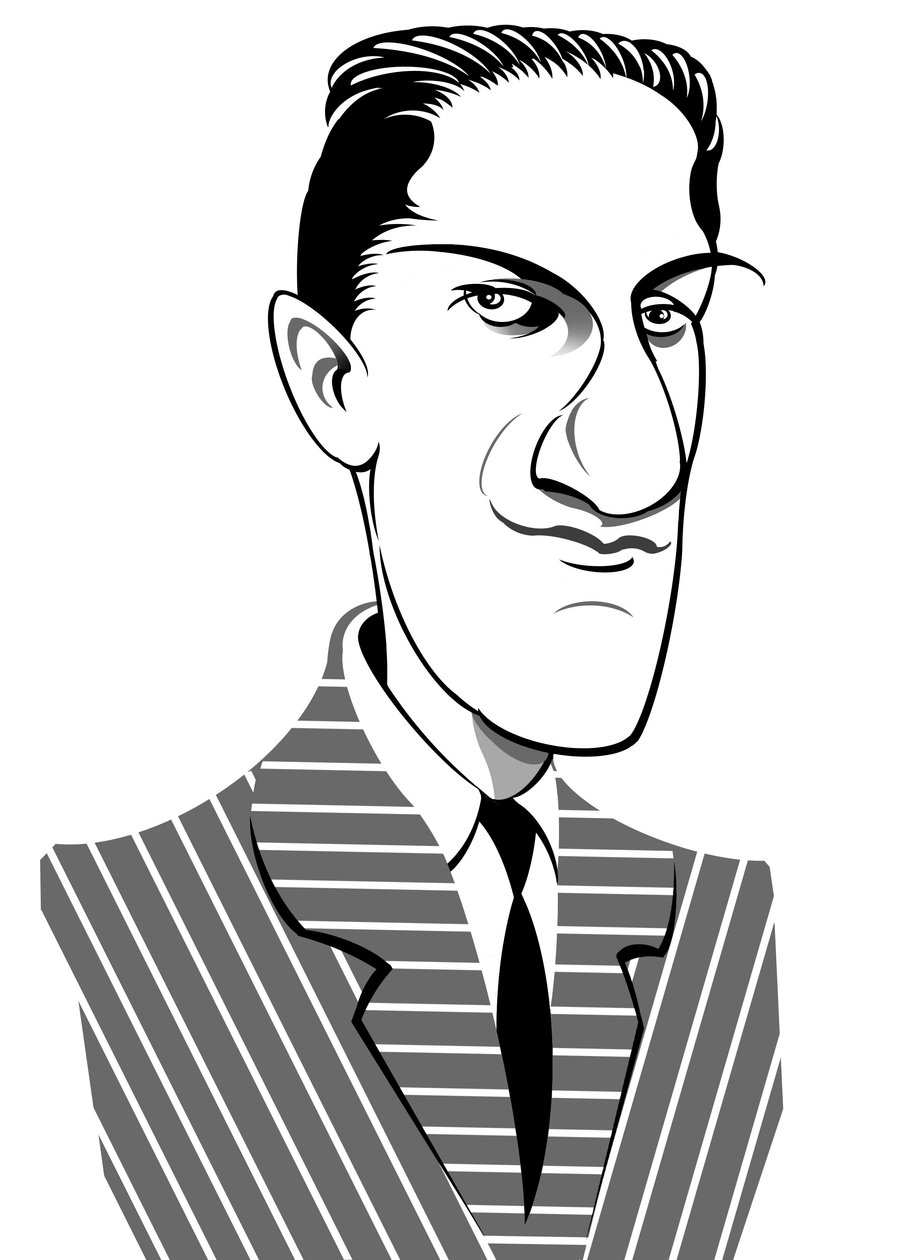 George Gershwin, Amerikaanse componist, songwriter en pianist (geboren Jacob Gershvin), (1898 - 1937) karikatuur door Neale Osborne