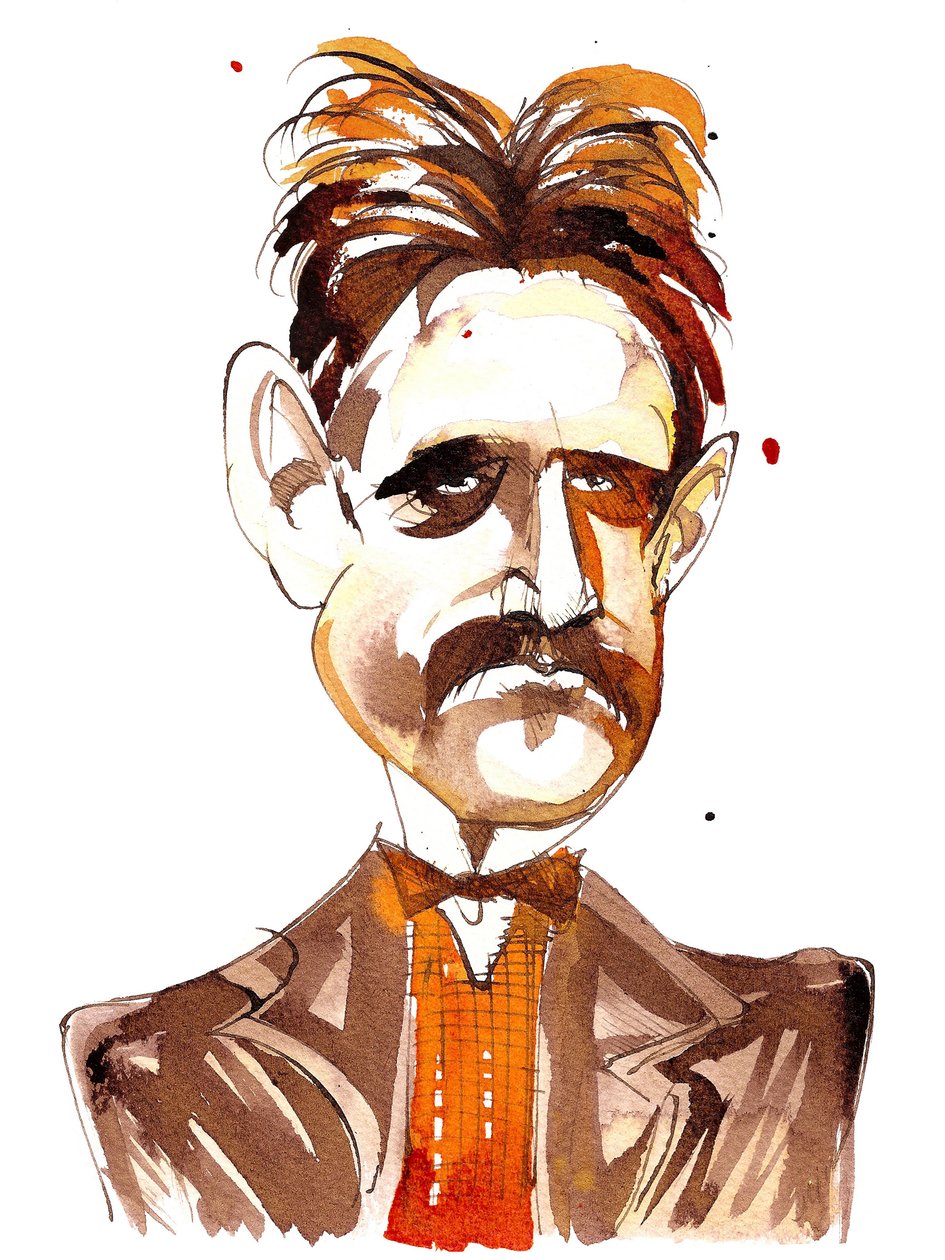 Jean Sibelius, gekarikaturiseerd als jongere man door Neale Osborne