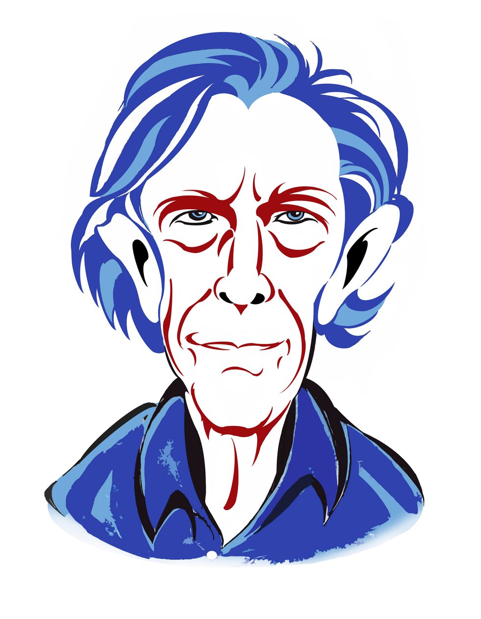 John Cage - kleurenkarikatuur door Neale Osborne