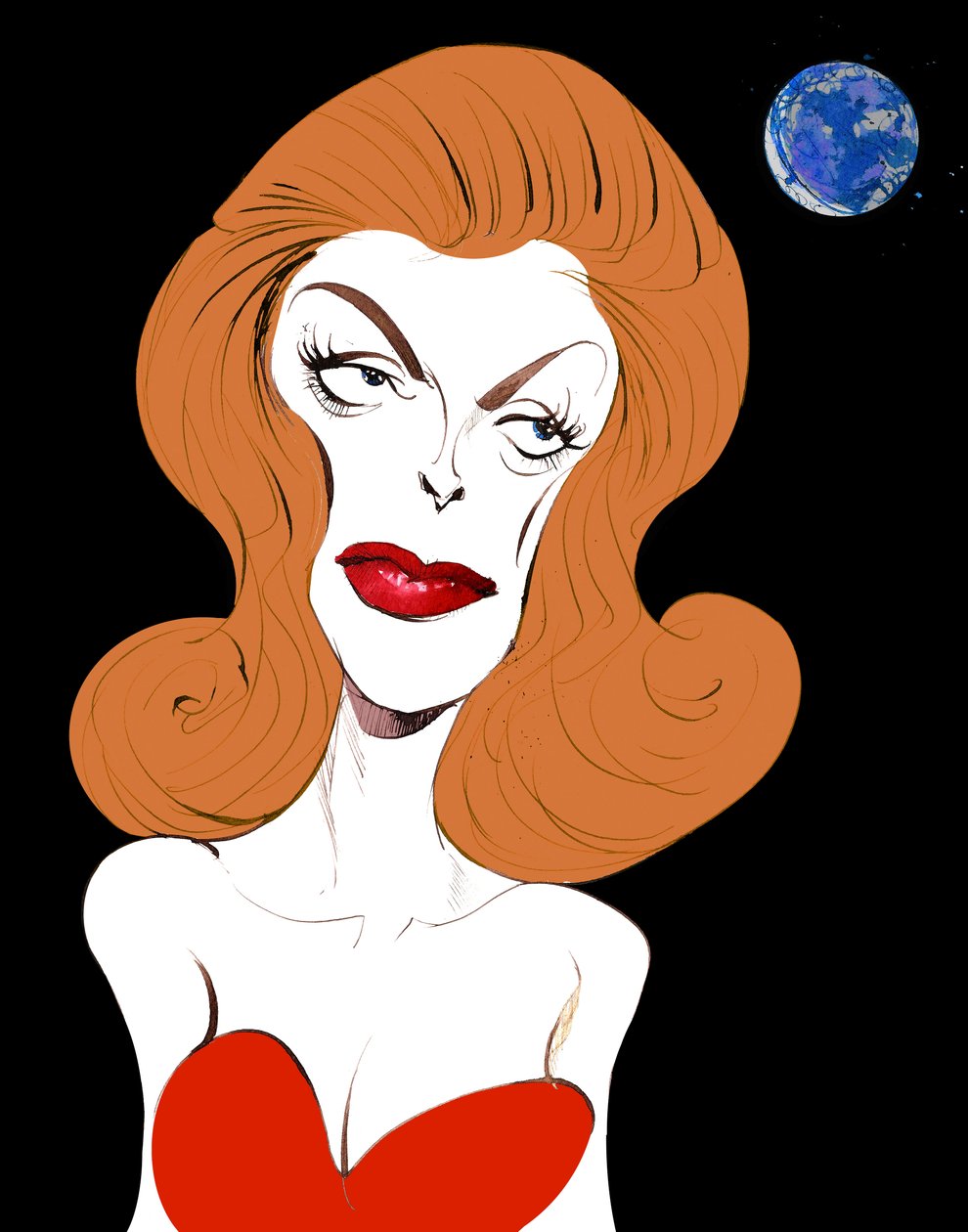 Julie London Amerikaanse zangeres en actrice (1926-2000); kleurenkarikatuur, 2015 door Neale Osborne