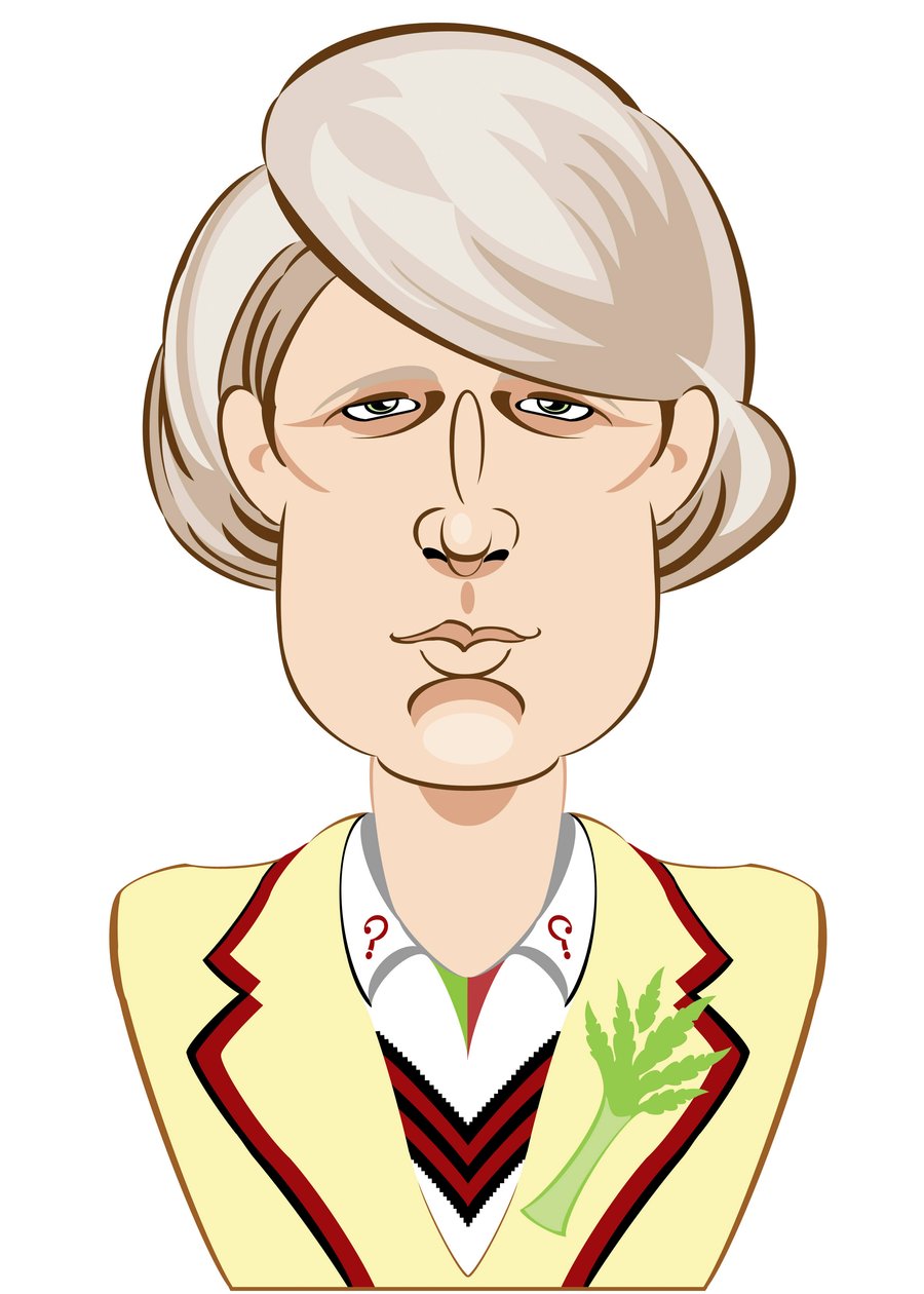 Peter Davison als Doctor Who - karikatuur door Neale Osborne