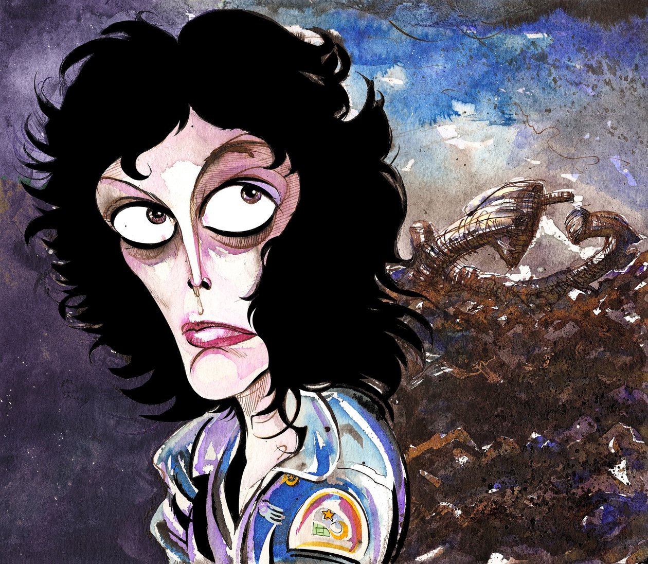 Sigourney Weaver als Ellen Ripley in Alien door Neale Osborne