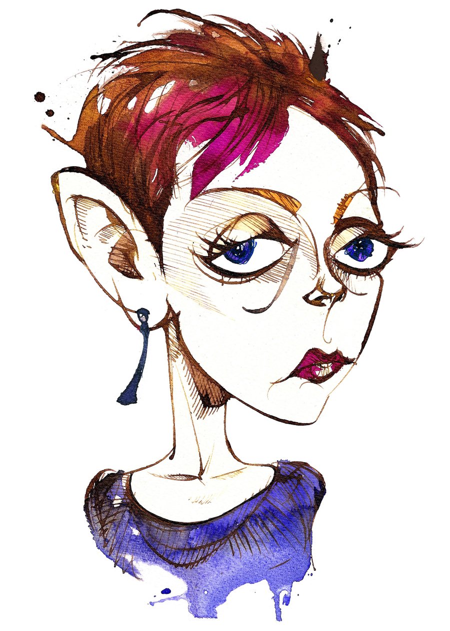 Tansy Davies, Engelse componist (geboren 1973); karikatuur door Neale Osborne