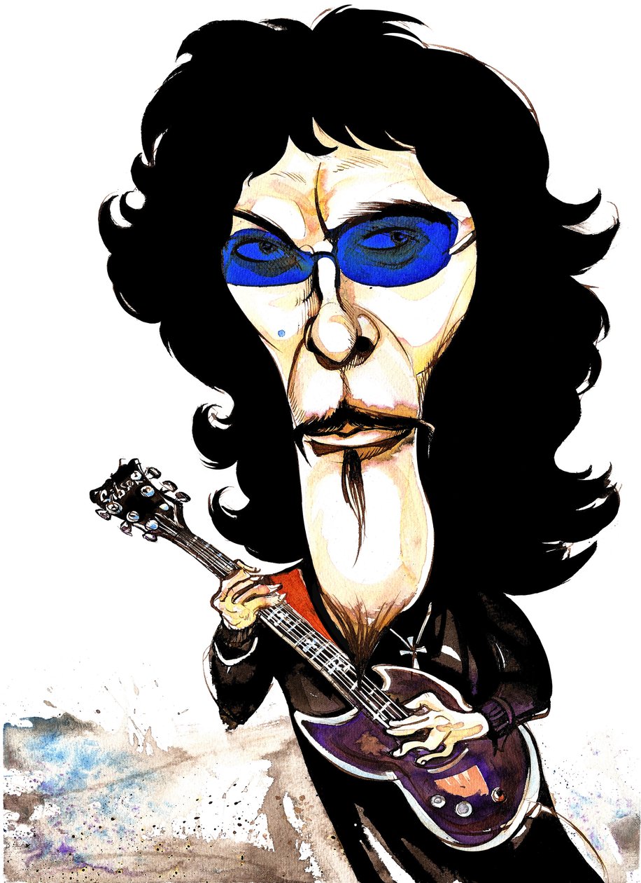Tommy Iommi - karikatuur door Neale Osborne