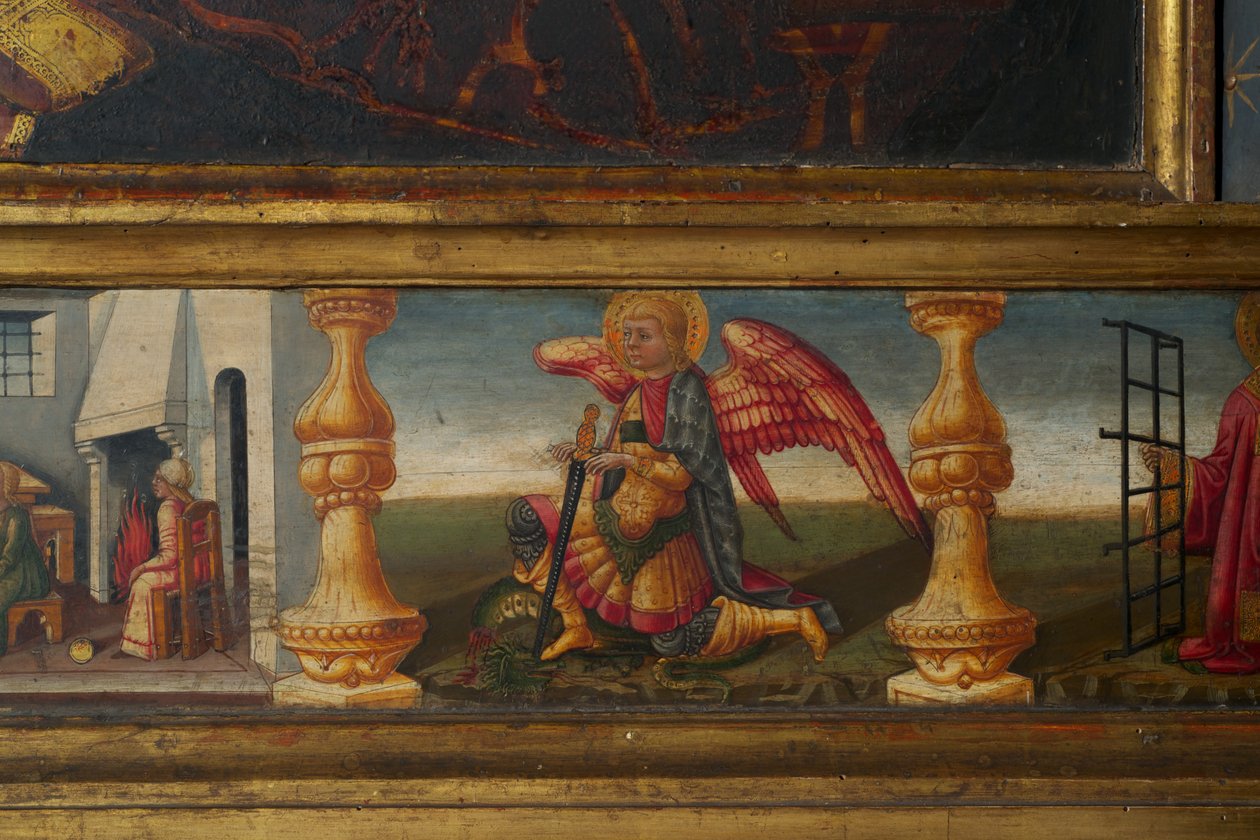 Detail van de kroning van de Maagd door Neri di Bicci