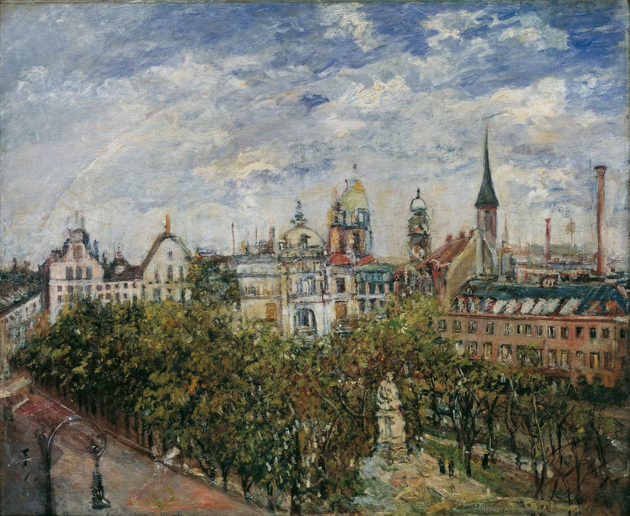 Gezicht op Praag door Leopold Blonder