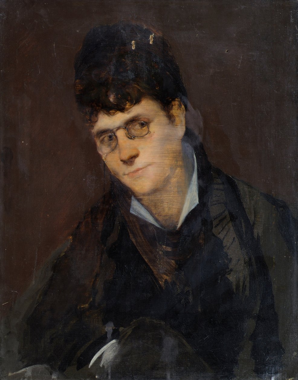 Dame met pince-nez door Leopold Blonder