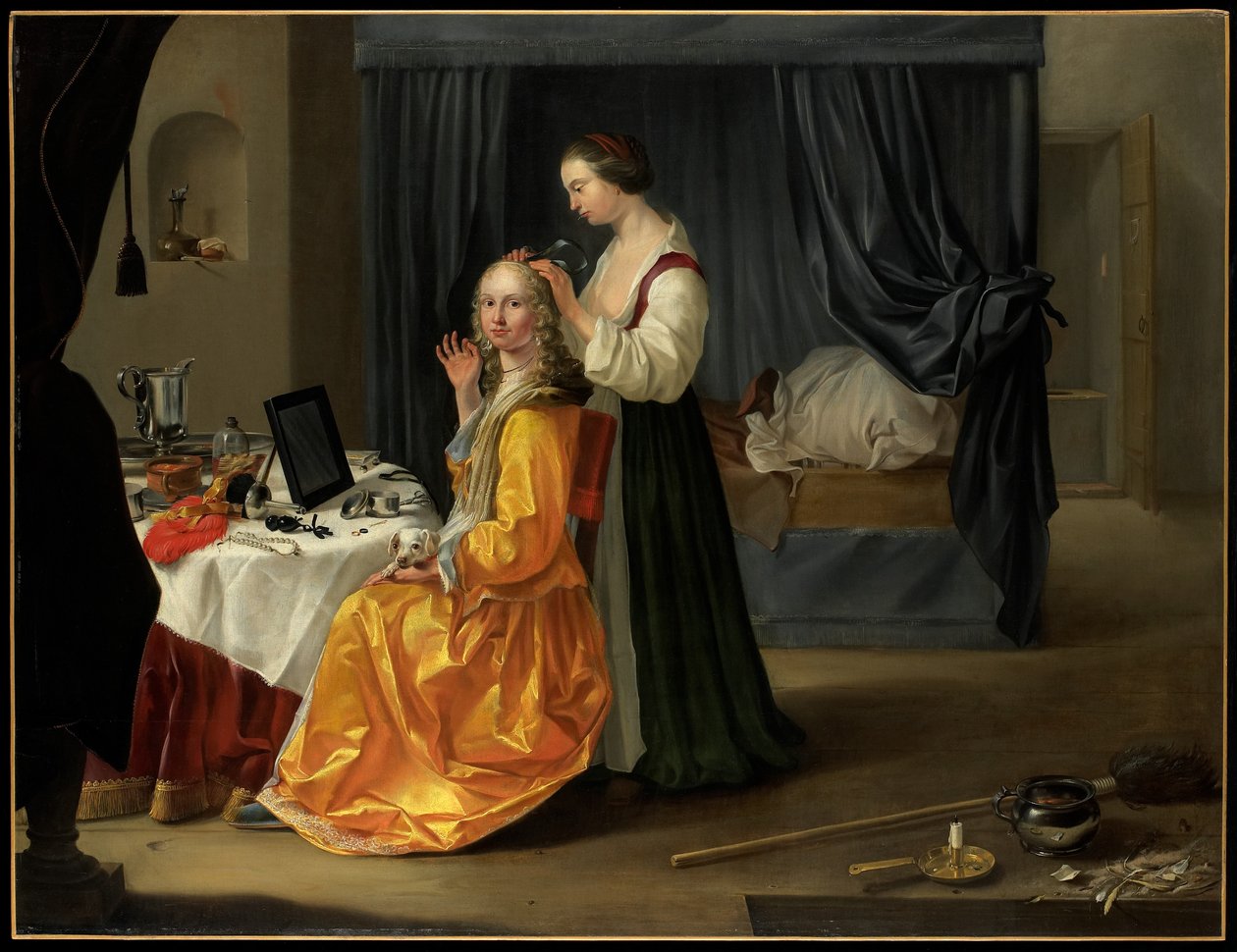 Dame bij haar toilet, c.1650-60 door Netherlandish School