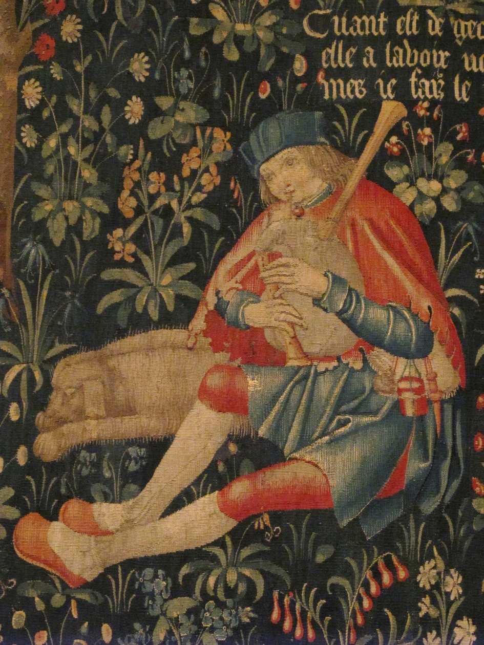 Herder die doedelzak speelt, ca. 1500-30 door Netherlandish School
