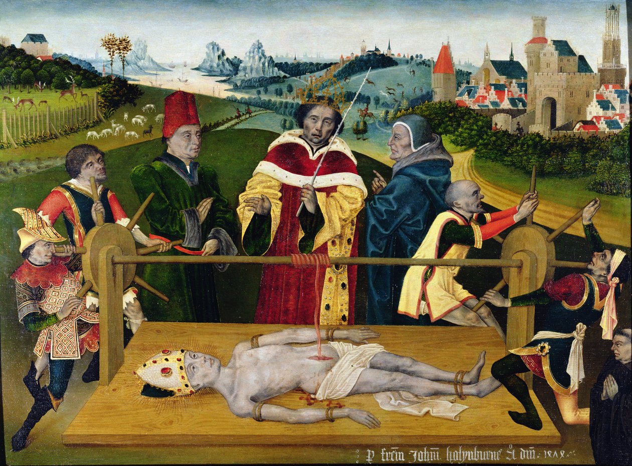 Het martelaarschap van St. Erasmus door Netherlandish School