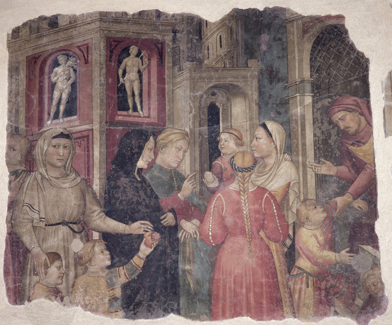 Capitani della Misericordia, 1386 (detail) door Niccolò Pietro di Gerini