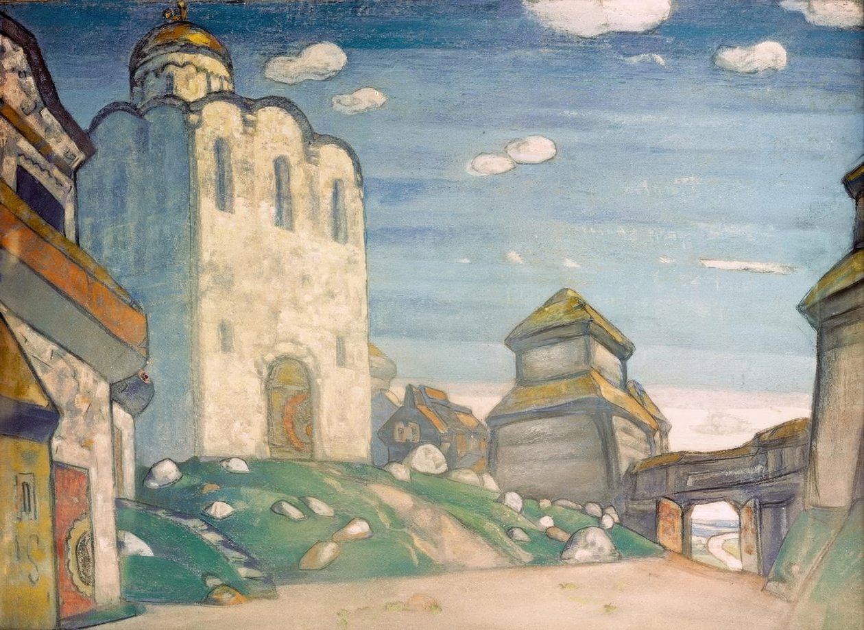De kathedraal in Putivl door Nicholas Roerich