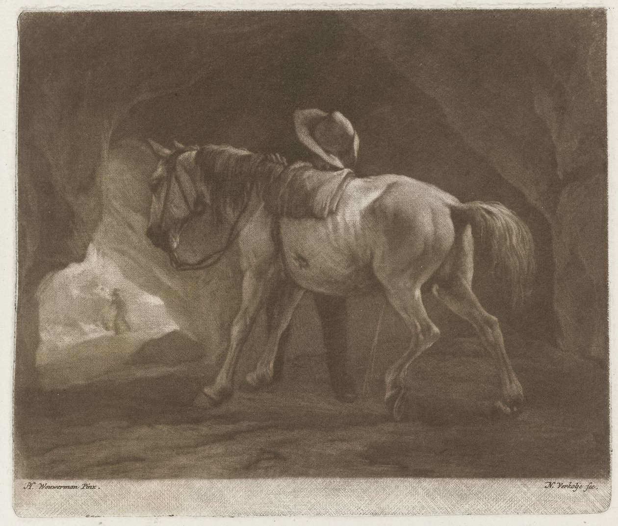 Pissend paard door Nicolaas Verkolje